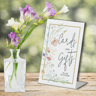 Wildflowers Bridal Shower Cards and Gifts Pedestal Sign