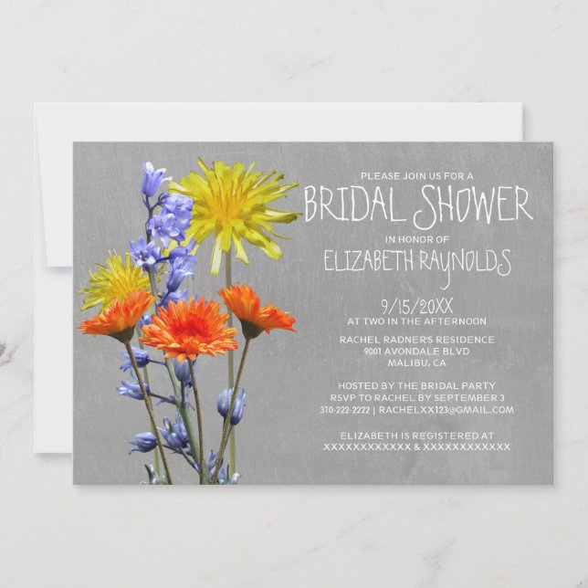 Wildflowers Bridal Shower Invitations (Front)