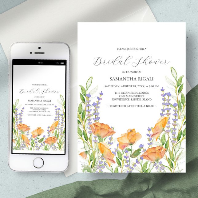 Wildflowers Bridal Shower Invitations (Wildflower bridal shower theme unique watercolor art by Victoria Grigaliunas sustainable weddings)
