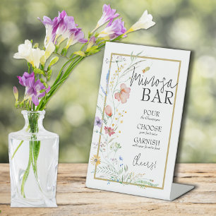 Wildflowers Bridal Shower Mimosa Bar Pedestal Sign