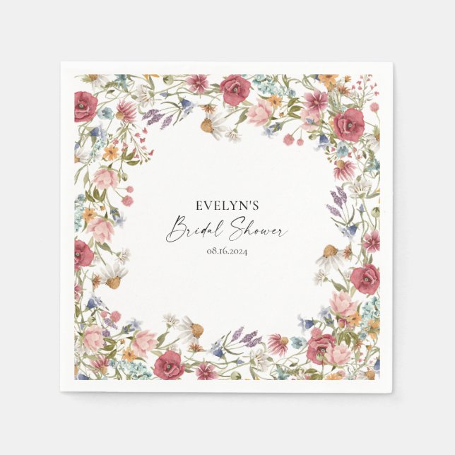 Wildflowers Bridal Shower Napkin (Front)