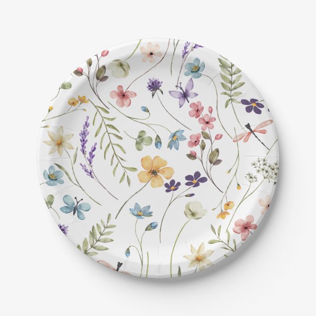 Wildflowers  bridal  shower paper plate (Front)
