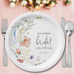 Wildflowers Bridal Shower Paper Plate<br><div class="desc">Stylish bridal shower paper plates in several sizes and styles feature elegant watercolor wildflowers and your details in chic lettering. MATCHING items in our collection.</div>