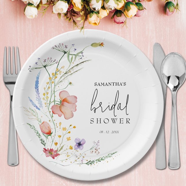 Wildflowers Bridal Shower Paper Plate (Wildflowers bridal shower paper plates)