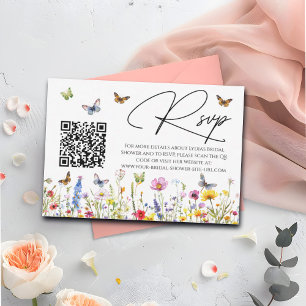 Wildflowers Bridal Shower QR Code RSVP Card