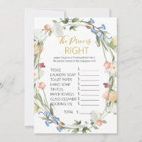 Wildflowers Bridal Shower The Price is Right Game