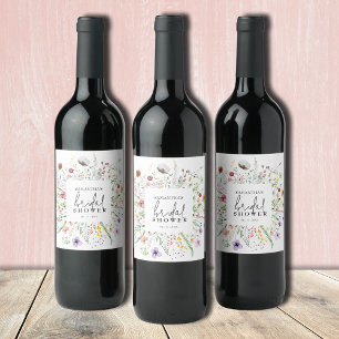 Wildflowers Bridal Shower Wine Label