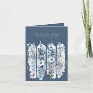 Wildflowers Brushstrokes Blue and  Pale Blue Thank You Card