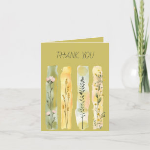 Wildflowers Brushstrokes Yellow and Green Thank You Card