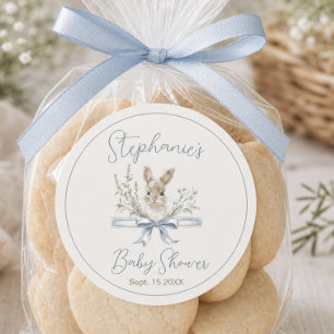 Wildflowers Bunny Watercolor Baby Shower Classic Round Sticker
