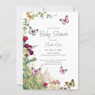 Wildflowers Butterflies Baby Shower Invitation