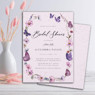 Wildflowers Butterflies Boho Frame Bridal Shower Invitation