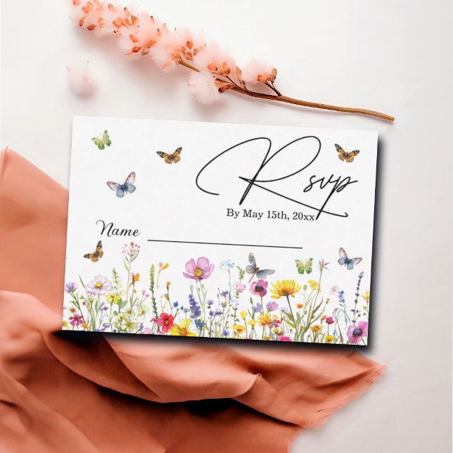 Wildflowers & Butterflies Bridal Shower RSVP Card (Creator Uploaded)