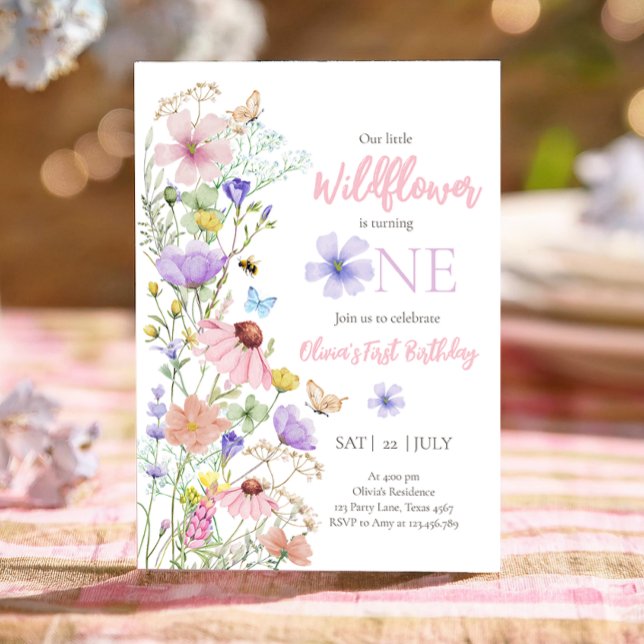 Wildflowers Butterflies Floral Boho Girl Birthday Invitation (Creator Uploaded)