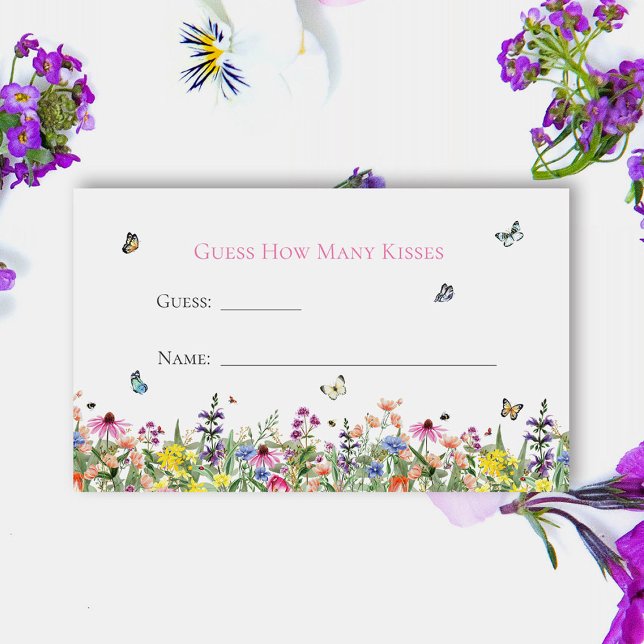 Wildflowers & Butterflies Guess How Many Kisses Enclosure Card (Creator Uploaded)