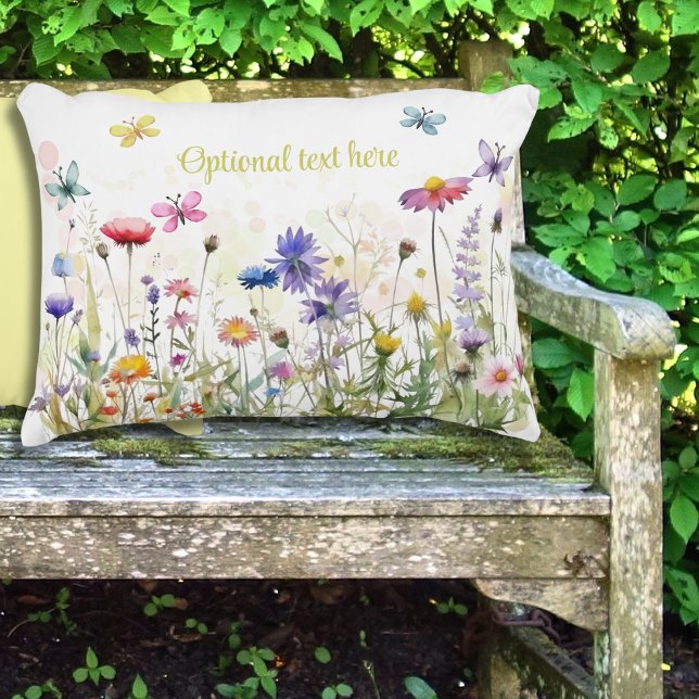 Wildflowers Butterflies Text Pillow (Creator Uploaded)
