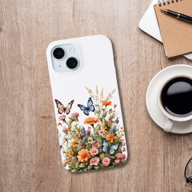 Wildflowers Butterflies Watercolor Garden  Case-Mate iPhone Case (Wildflowers Butterflies Watercolor Garden iPhone case)