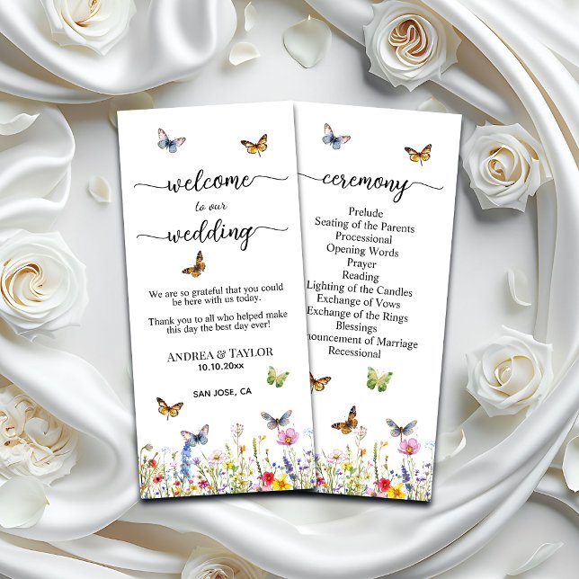 Wildflowers Butterflies Wedding Ceremony Program (Creator Uploaded)