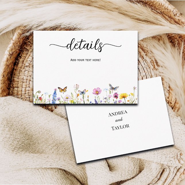 Wildflowers Butterflies Wedding Details Enclosure Card (Creator Uploaded)