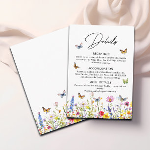 Wildflowers Butterflies Wedding Details  Enclosure Card