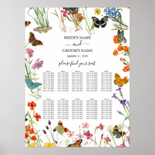 Wildflowers Butterflies Wedding Seating Chart