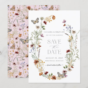 Wildflowers Butterfly Floral  Save The Date