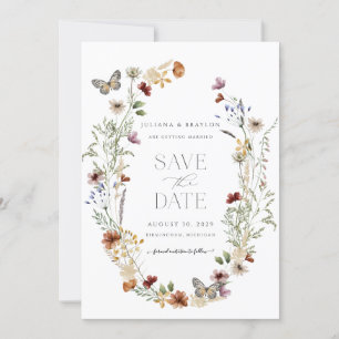 Wildflowers Butterfly Floral Save The Date