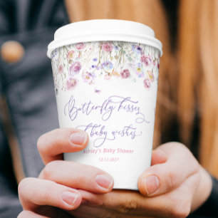 Wildflowers Butterfly Kisses Baby Shower Paper Cup
