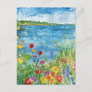 Wildflowers by a Lake Postcard