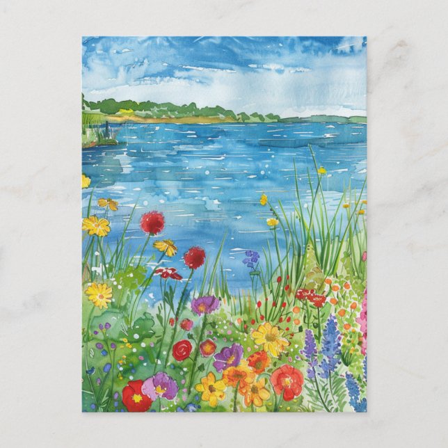 Wildflowers by a Lake Postcard (Front)