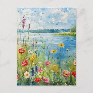 Wildflowers by a Lake Postcard