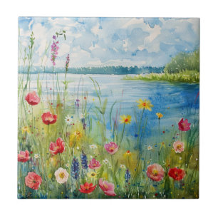 Wildflowers by a Lake Tile