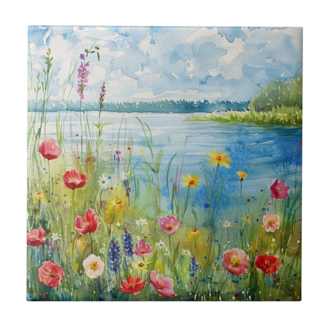 Wildflowers by a Lake Tile (Front)
