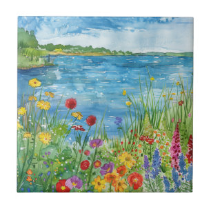 Wildflowers by a Lake Tile
