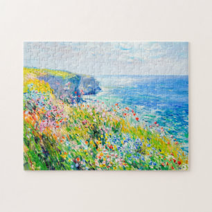 Wildflowers by the Cliff Impressionist Coastline Jigsaw Puzzle