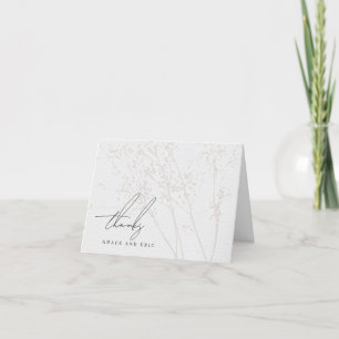 Wildflowers Calligraphy Bride and Groom Thanks Thank You Card