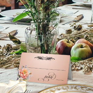 Wildflowers & Calligraphy - Rose Gold Place Card