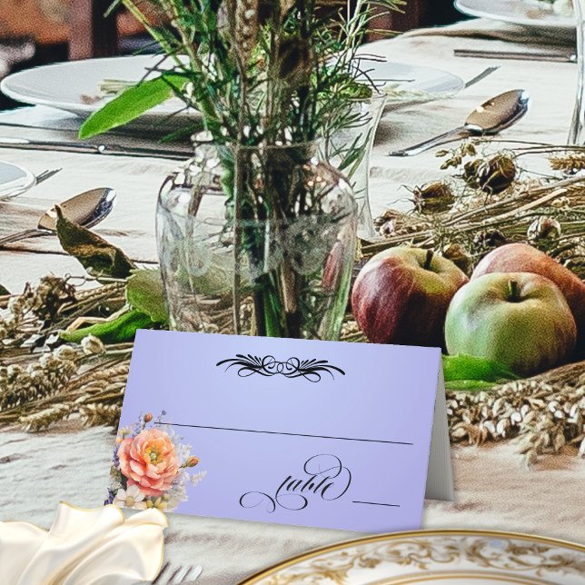 Wildflowers & Calligraphy - Sky Blue Place Card (Creator Uploaded)