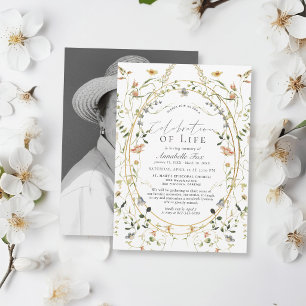 Wildflowers Celebration of Life Funeral Memorial Invitation