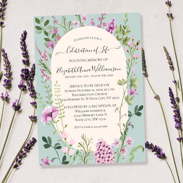 Wildflowers Celebration of Life Memorial Funeral Invitation (Creator Uploaded)