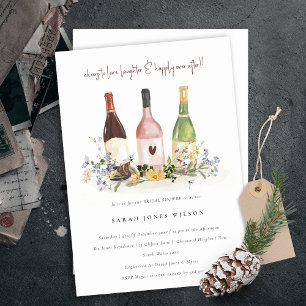 Wildflowers Cheers Wine Bottles Bridal Shower Invitation