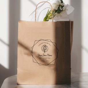 Wildflowers Chic Bracket Frame, Elegant Script Rubber Stamp