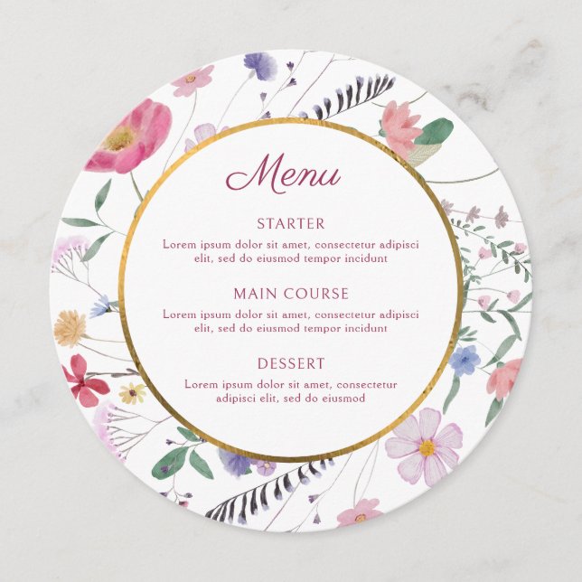 Wildflowers Circle Round Menu (Front)