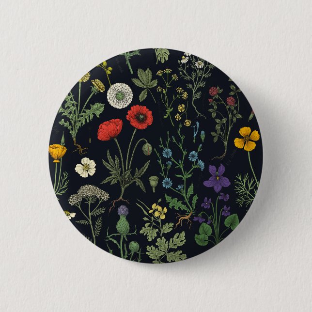 Wildflowers collage 6 cm round badge (Front)