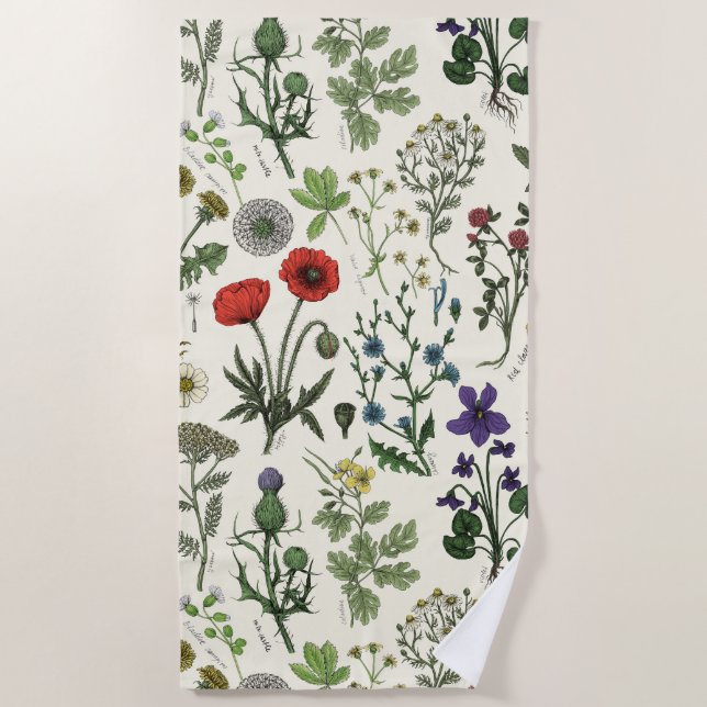 Wildflowers collage beach towel (Front)
