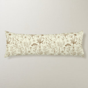Wildflowers collage/ beige and sepia body cushion