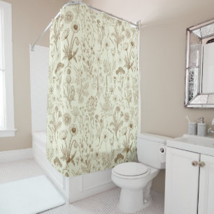 Wildflowers collage/ beige and sepia shower curtain