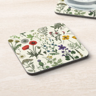 Wildflowers collage coaster