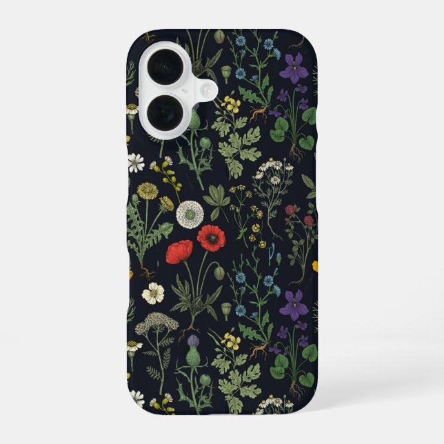 Wildflowers collage iPhone 16 case (Back)
