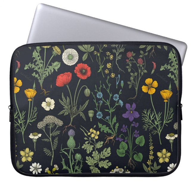 Wildflowers collage laptop sleeve (Front)